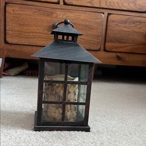 Rustic Black Lantern Candle Holder